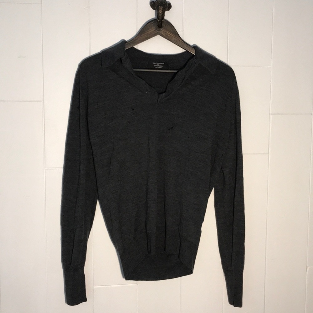 (22) Saks fifth avenue John smedley sweater distressed
